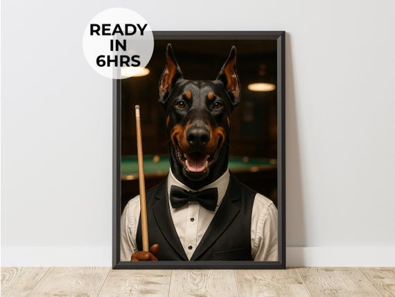 Custom Pool Player Pet Portrait Funny Billiards Art Gift