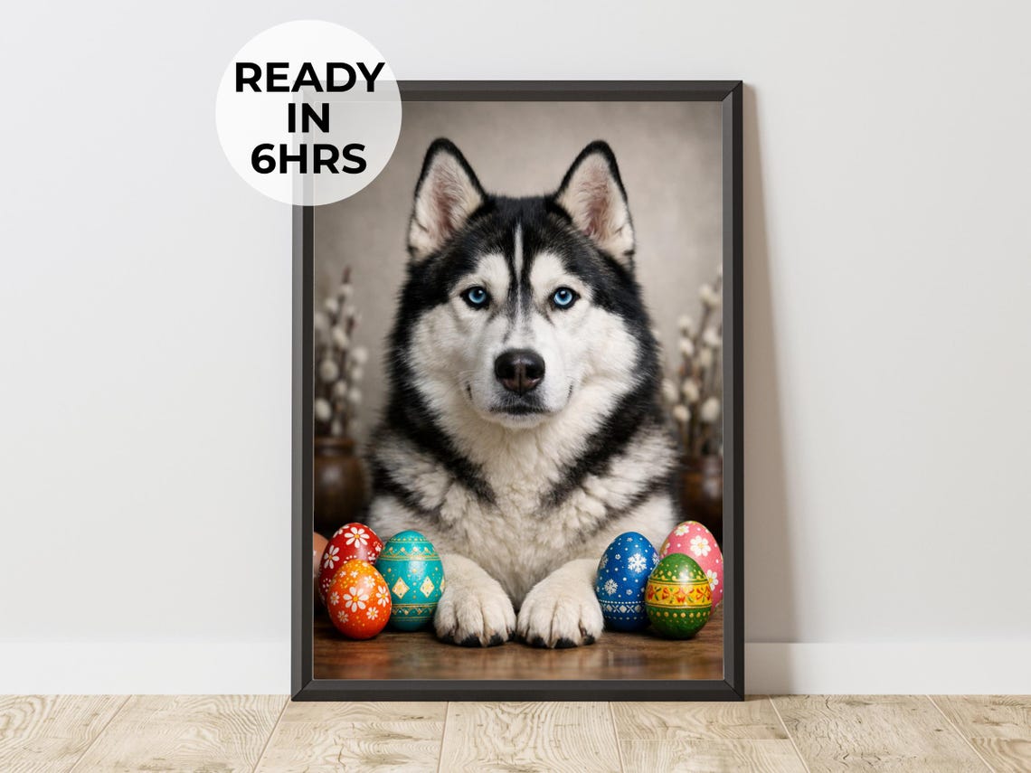 Custom Easter Pet Portrait Holiday Dog Art Spring Gift