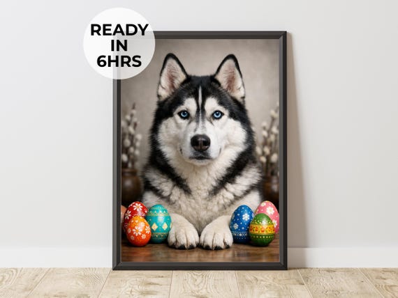 Custom Easter Pet Portrait Holiday Dog Art Spring Gift