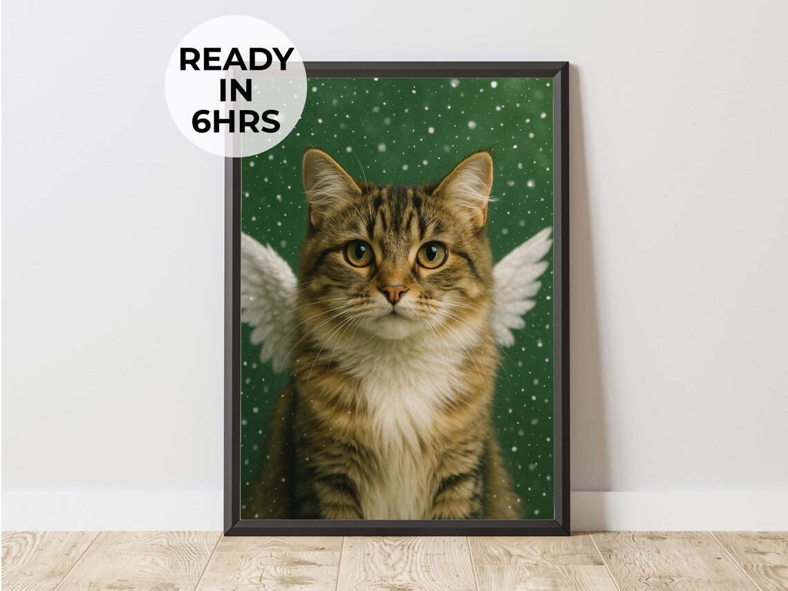 Christmas Pet Portrait Angel Dog Art Print