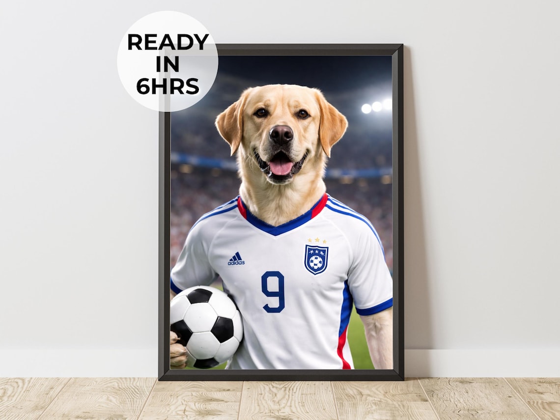 Soccer Star Pet Portrait Athlete Gift, Art Print