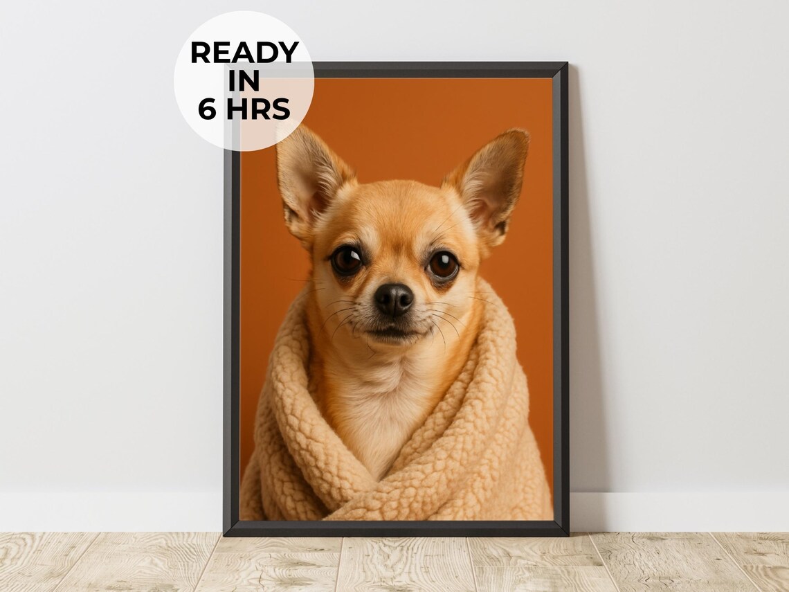Chihuahua Puppy Cozy Fleece Blanket Poster Autumn Warm Pet Portrait
