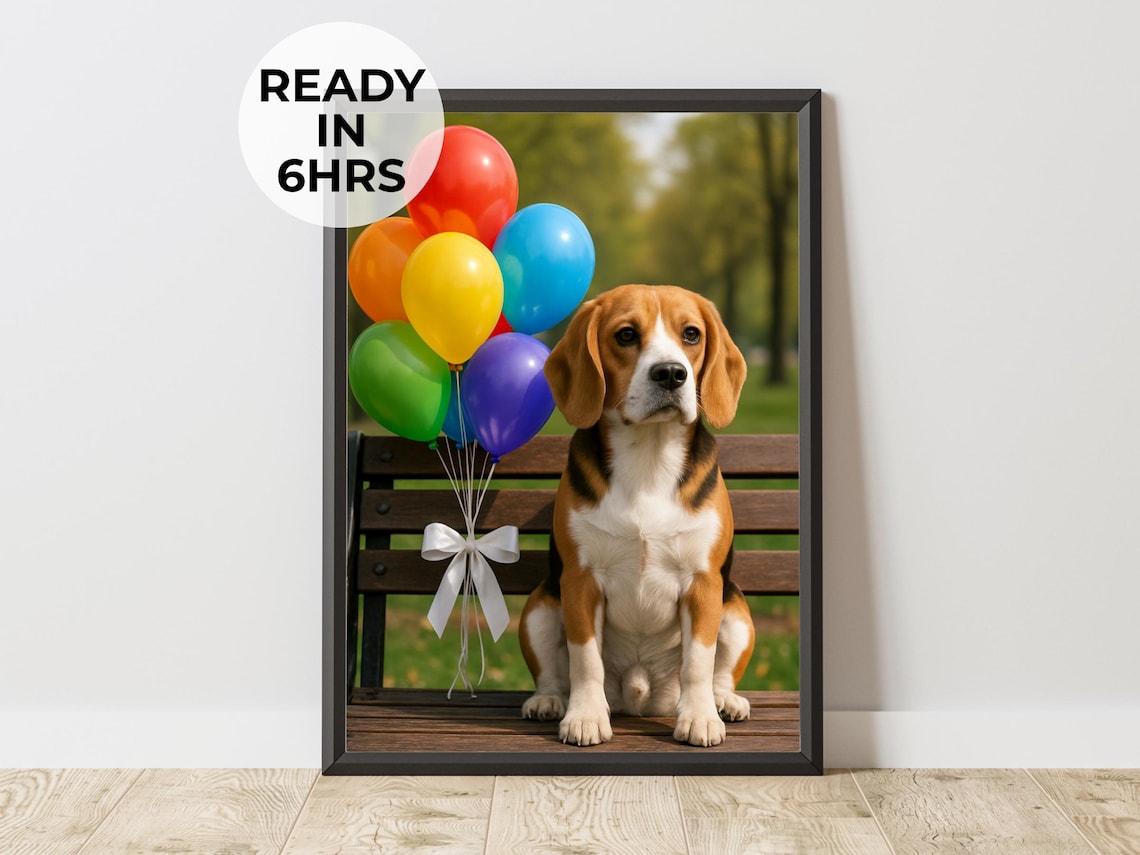Custom Birthday Pet Portrait, Dog Gift Art Print