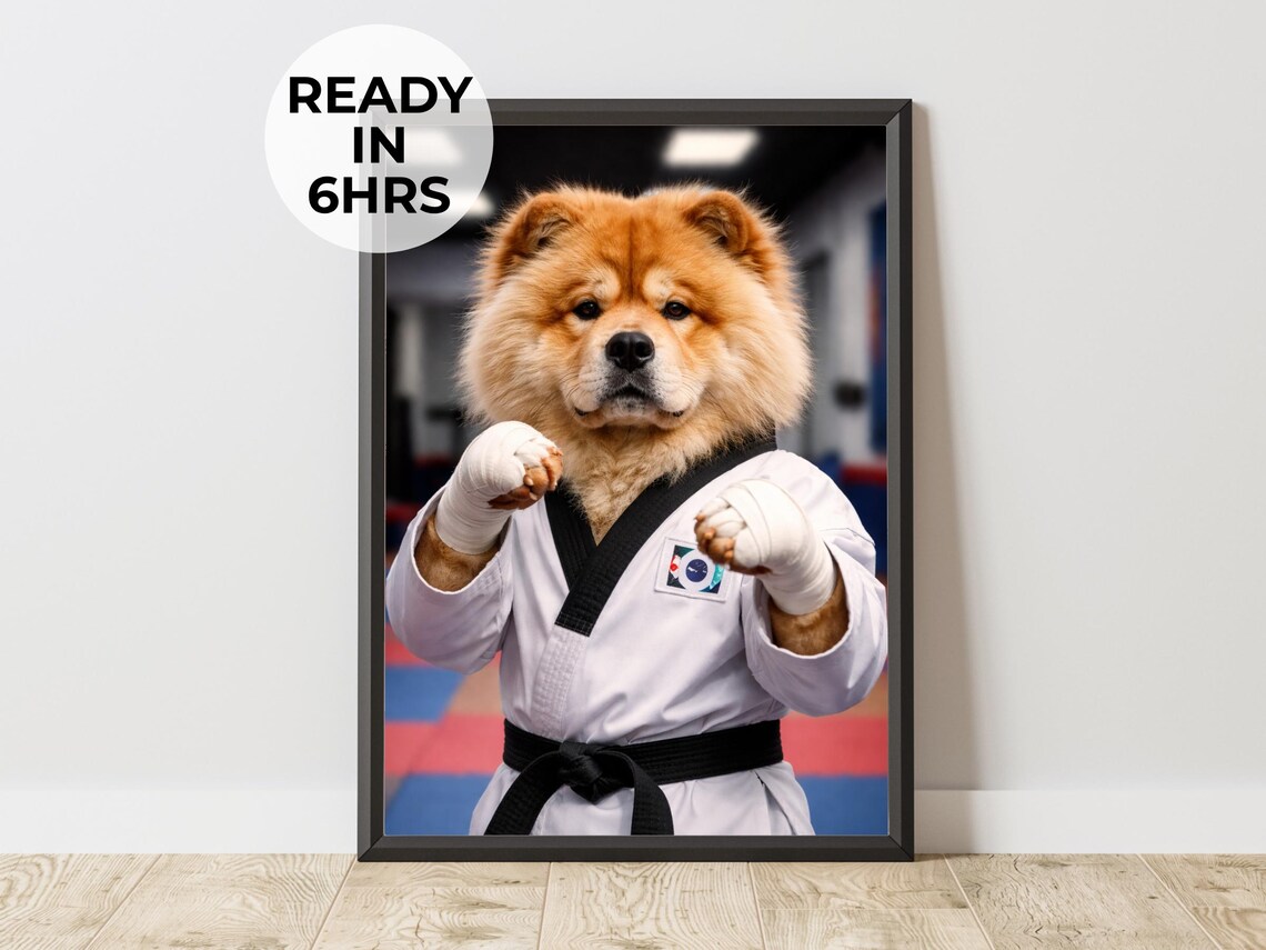 Custom Martial Arts Pet Portrait, Karate Dog Art Print