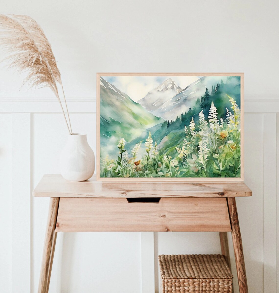 Mountain Meadow Abstract Flower Landscape Art Print - Image 2
