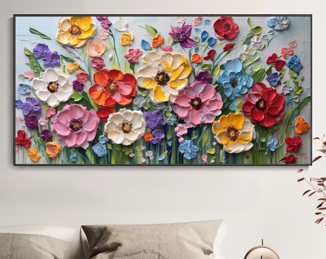 Boho Floral Meadow Art Print, Valentine's Gift