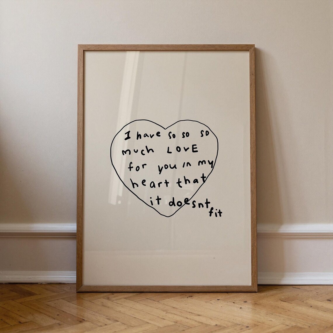Handdrawn Heart Neutral Typography Art Print