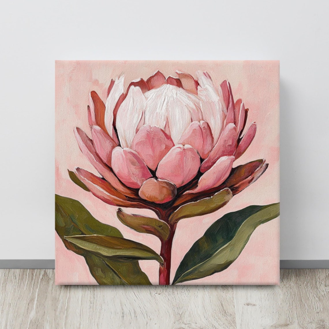Pink Protea Large Sculptural Bloom Botanical Floral Art Poster