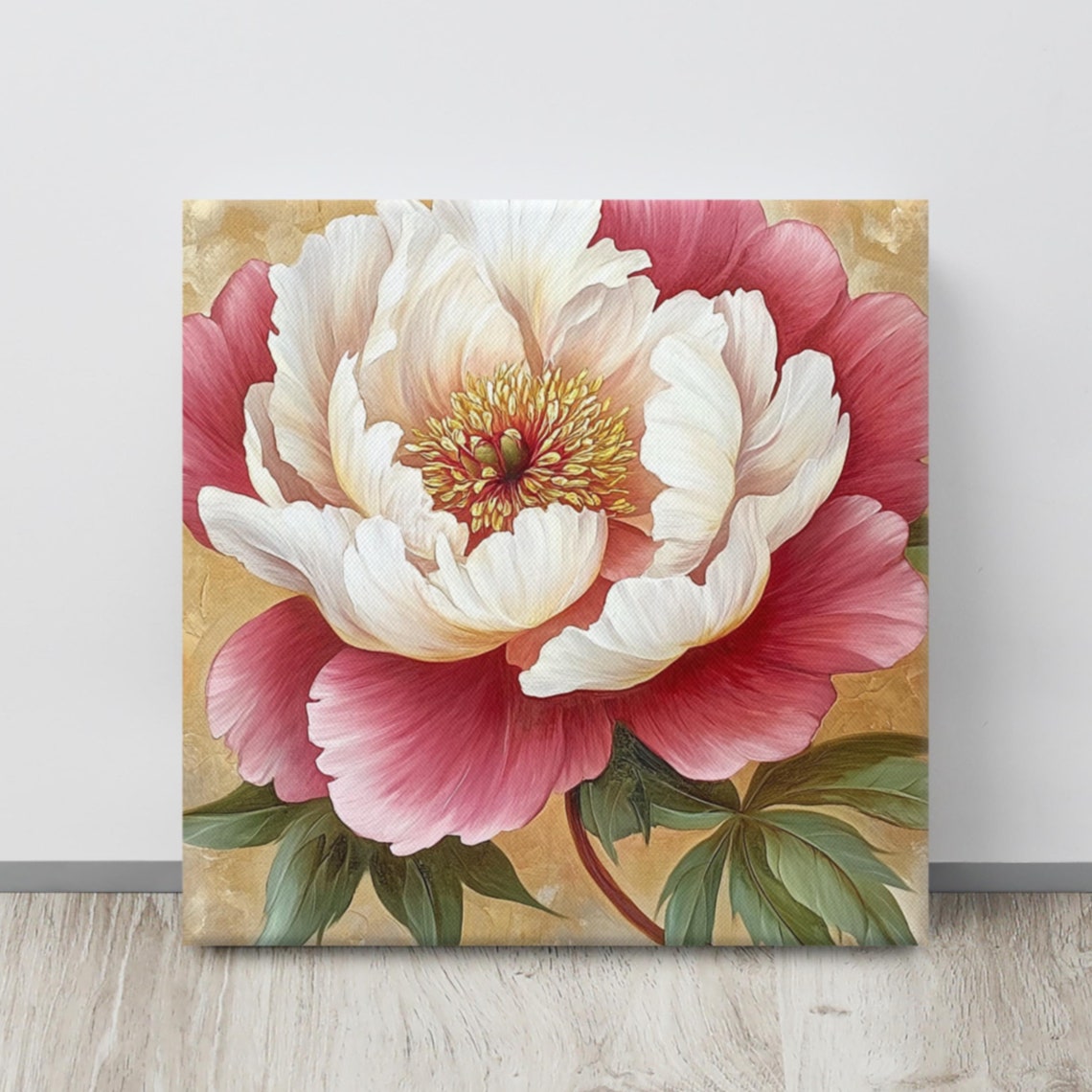 Pink Peony Print Large Painting Print Living Room Wall Art Peony Art Flower Painting Print Nature Art Beige Wall Art