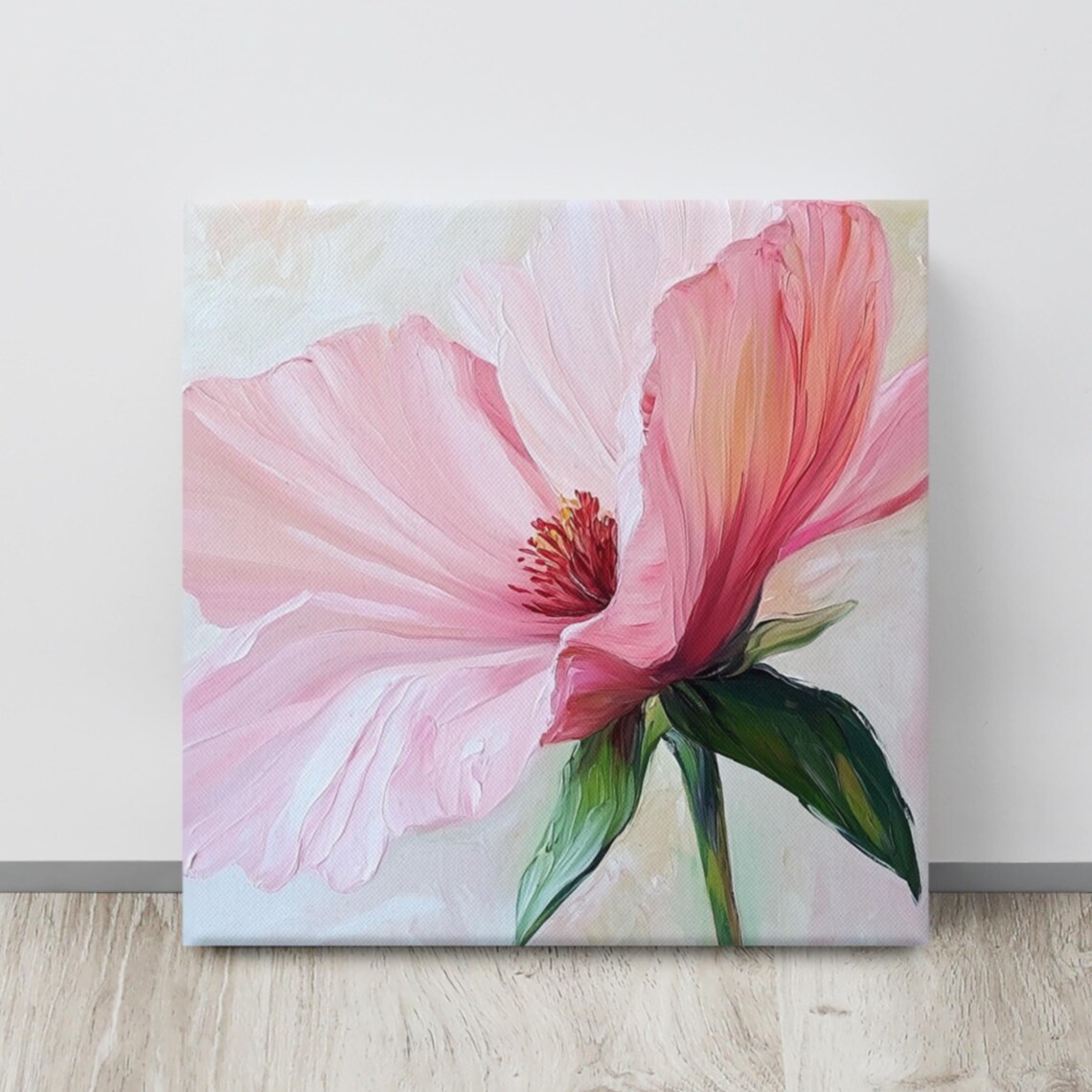 Pink Peony Blossom Close Up Coral Petals Painting Print Poster