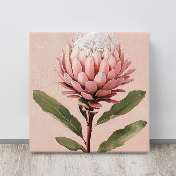 Pink Protea Print Pink Wall Art Protea Plant Painting Print Large Wall Art Plant Art Print Pink Plant Art