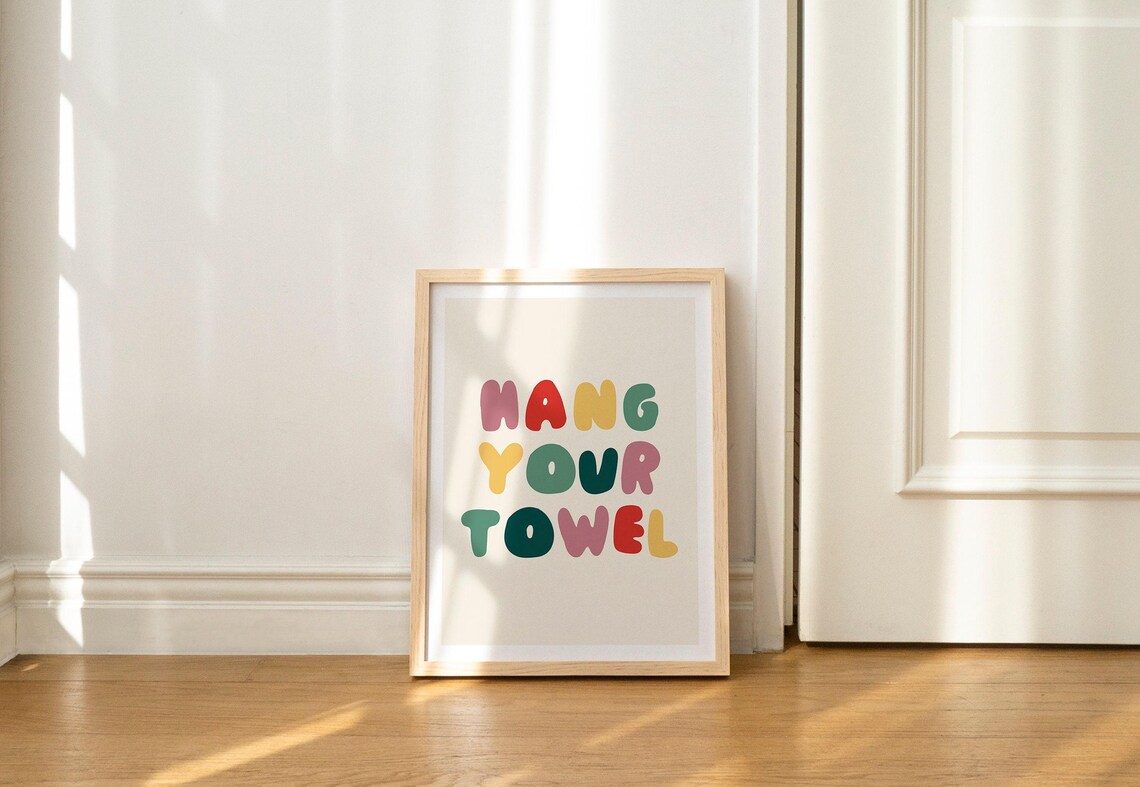 Hang Your Towel Typography Bathroom Poster for Kids - Image 2