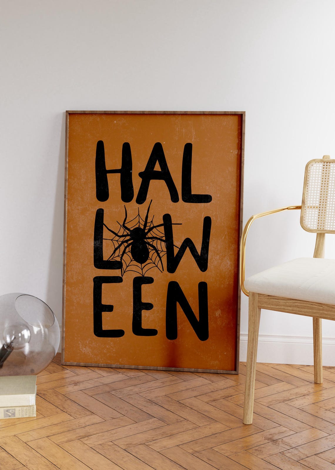 Halloween Stacked Block Letters Spider Burnt Orange Quote Poster - Image 3