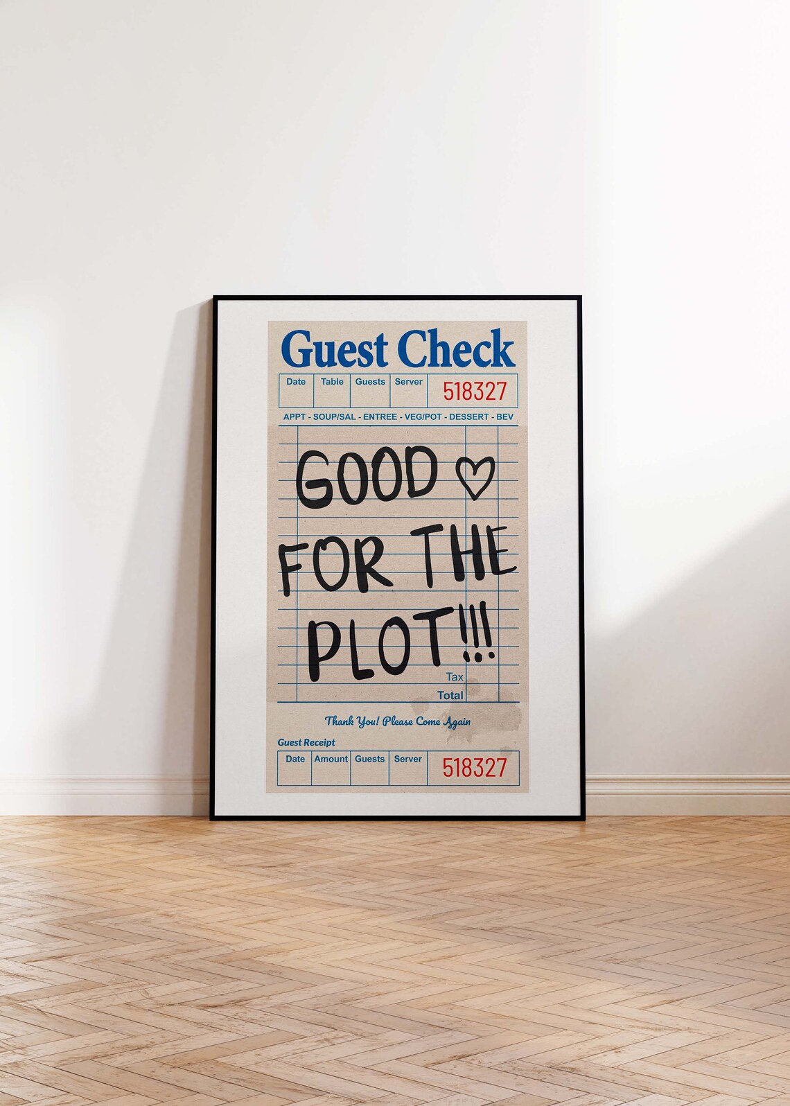 Good For The Plot Guest Check Art Print