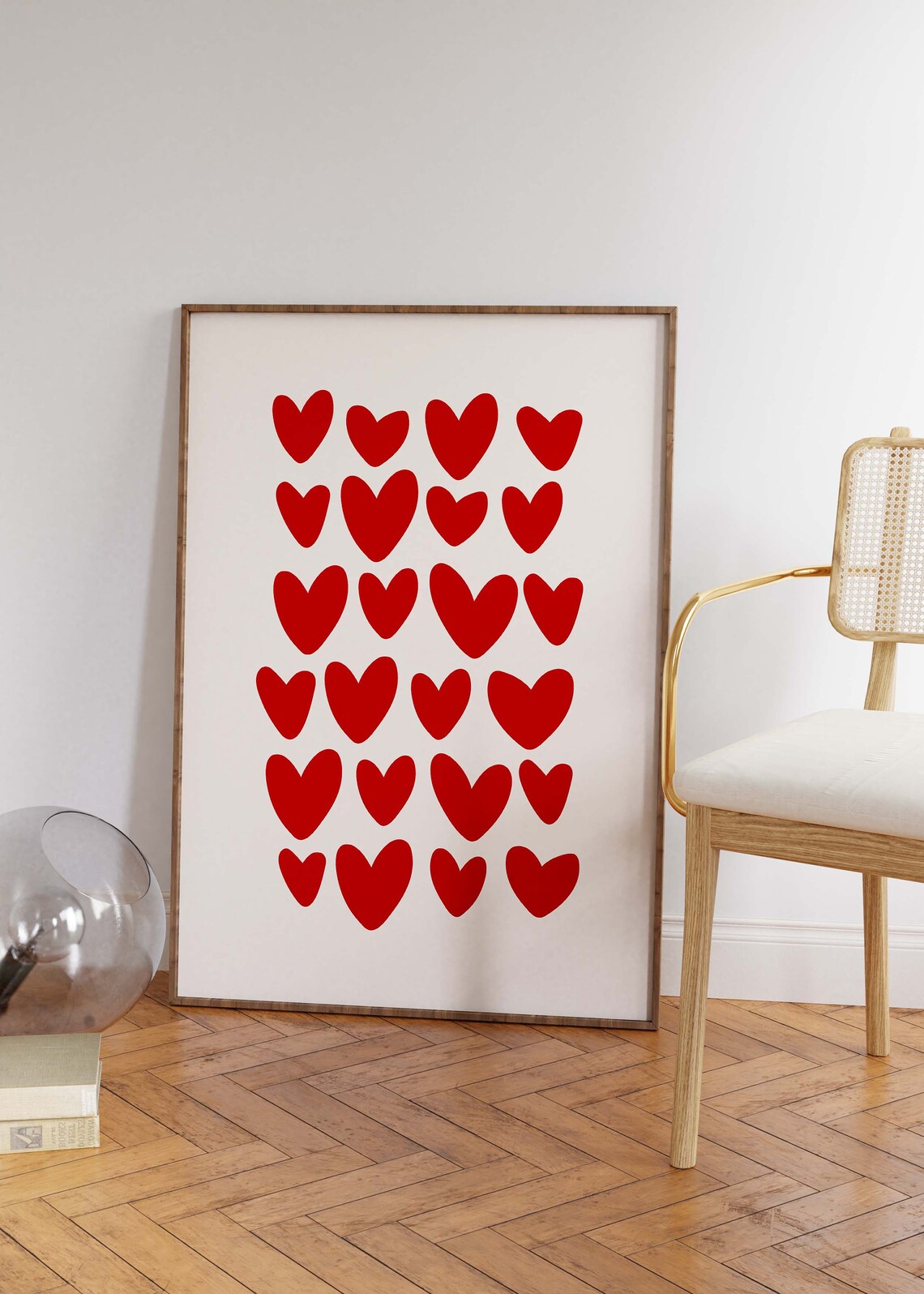 Red Hearts Preppy Abstract Poster Art Print - Image 2