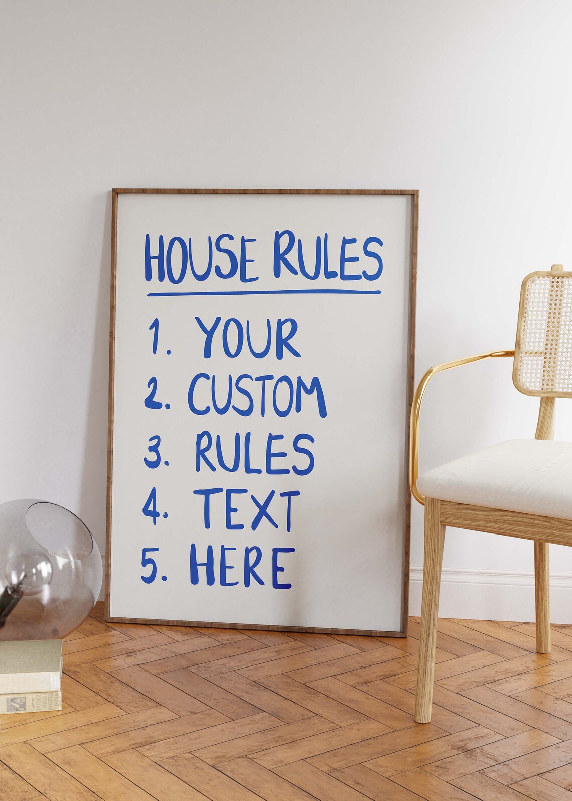 Custom Home Rules Handwritten Blue Poster Print - Image 3