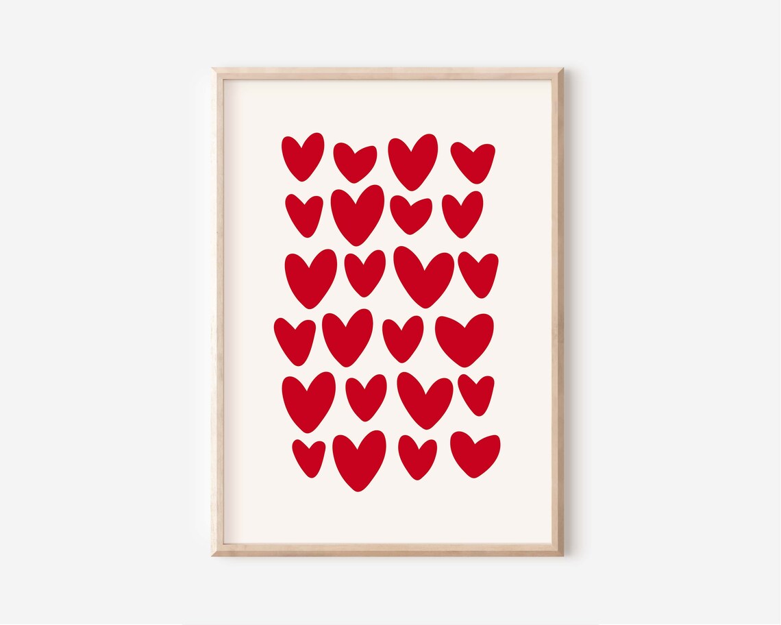 Red Hearts Preppy Abstract Poster Art Print - Image 3