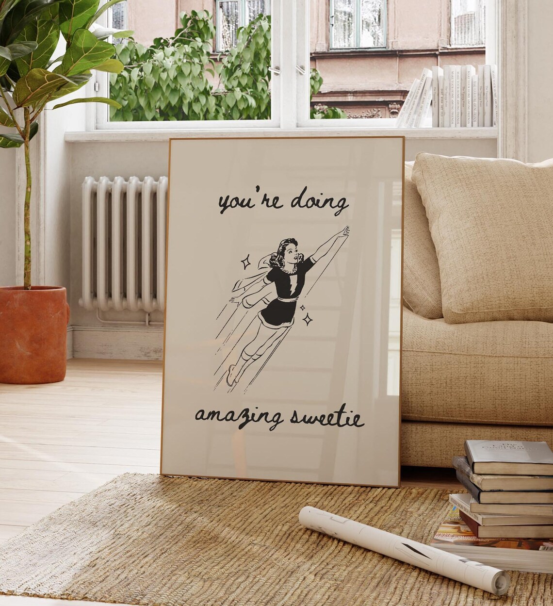 You're Doing Amazing Sweetie Retro Superhero Girl Quote Poster - Image 2
