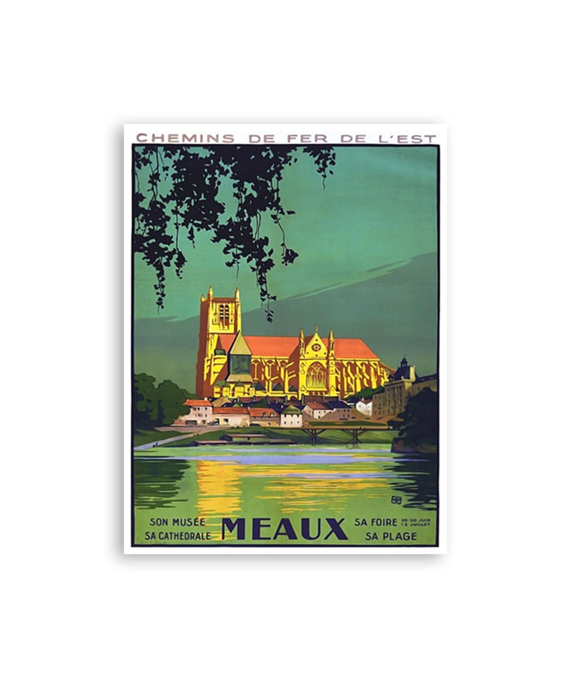 Meaux France Chemins de Fer de lEst Vintage Travel Poster Cathedral