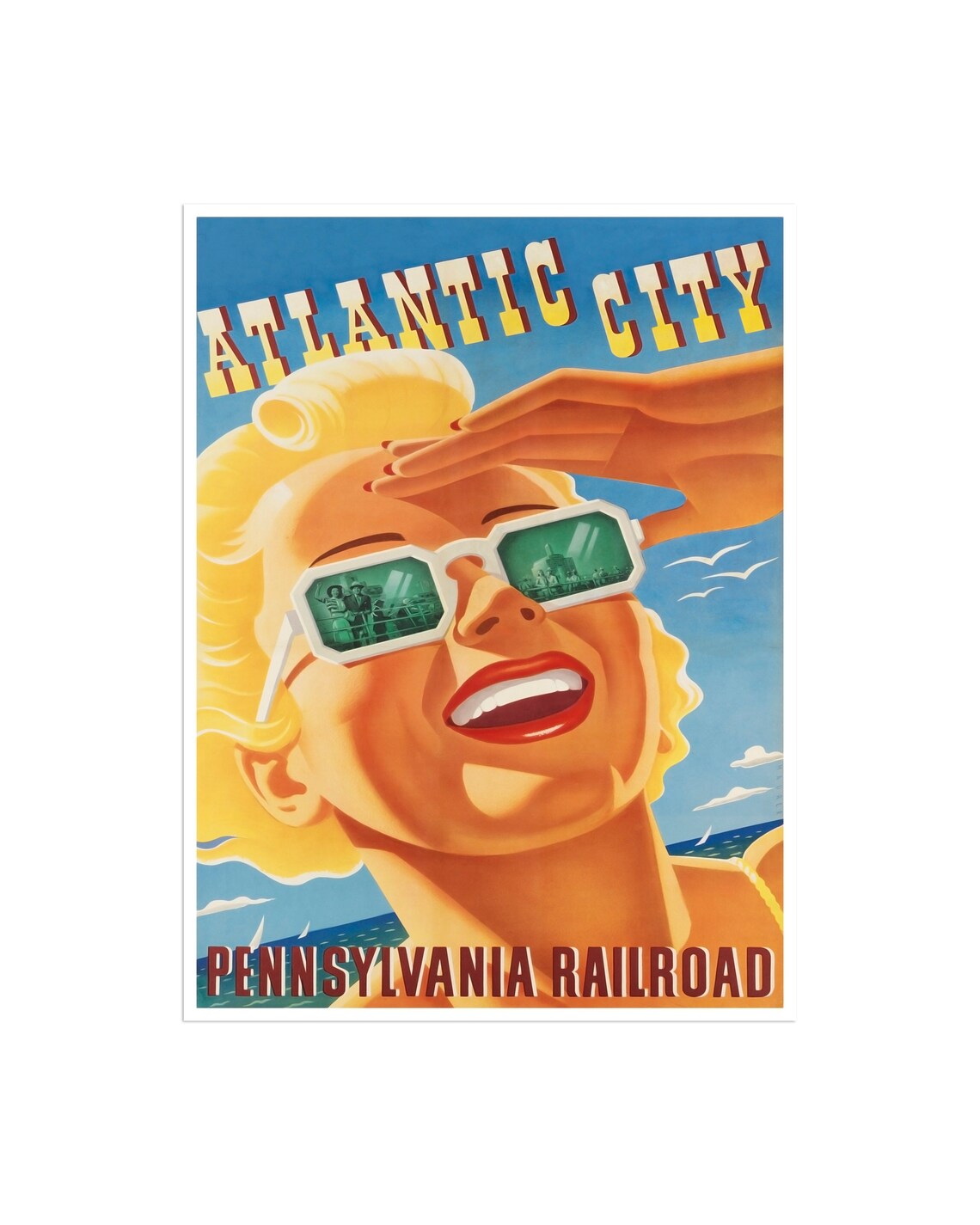 Atlantic City Pennsylvania Railroad Blonde Beach Beauty Poster