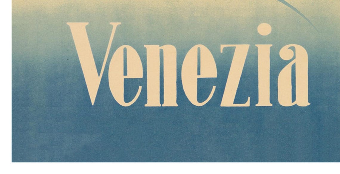 Venezia Lido Art Deco Sunset Profile Face Venice Travel Poster - Image 2