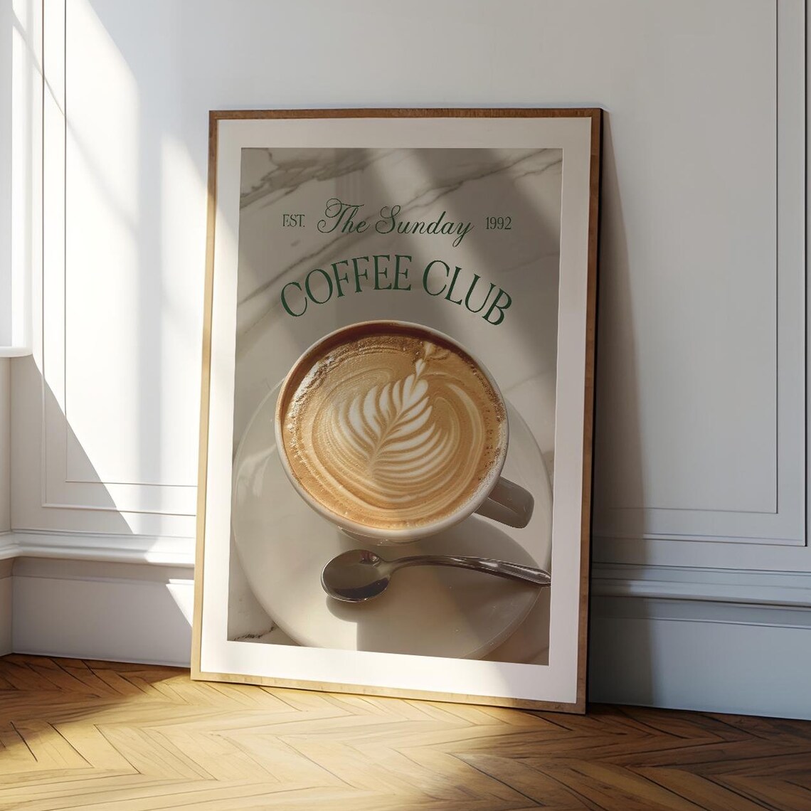 The Sunday Coffee Club Latte Art Top View Photography Poster - Image 2