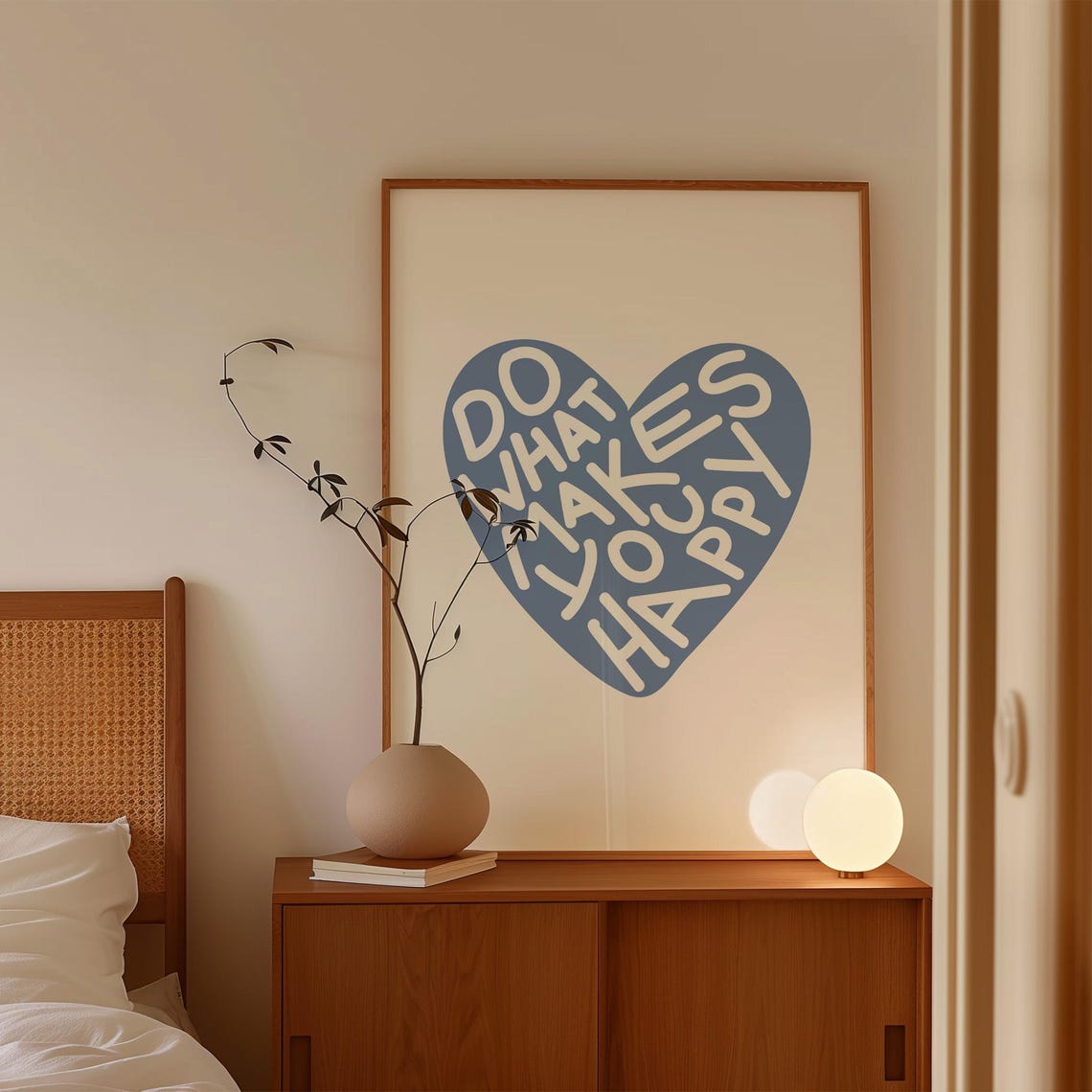 Do What Makes You Happy Blue Heart Typography Quote Art Poster - Image 2