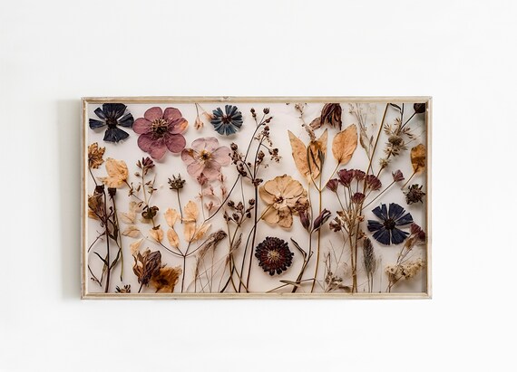 Pressed Dried Wildflowers Botanical Autumn Floral Art Poster
