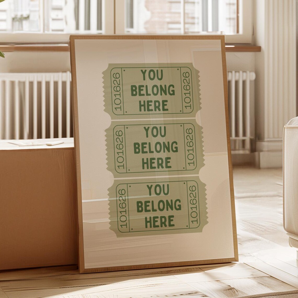 You Belong Here Retro Ticket Stub Bedroom Art Print