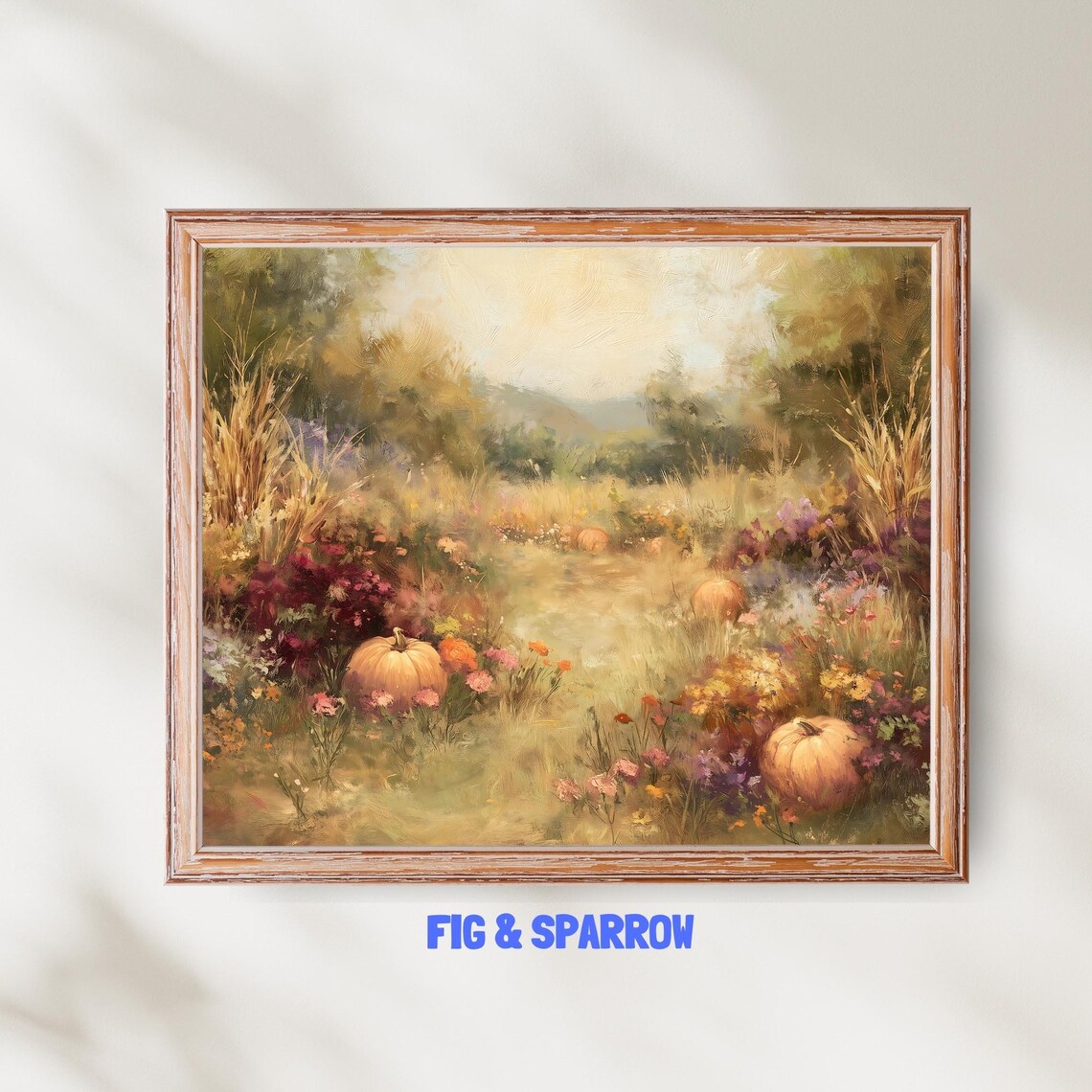 Autumn Pumpkin Field Print Rustic Farmhouse Fall Decor