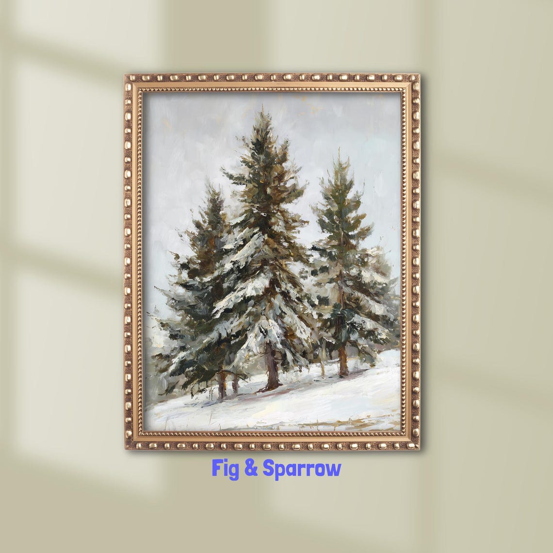 Snowy Winter Pine Trees Rustic Evergreen Forest Holiday Poster