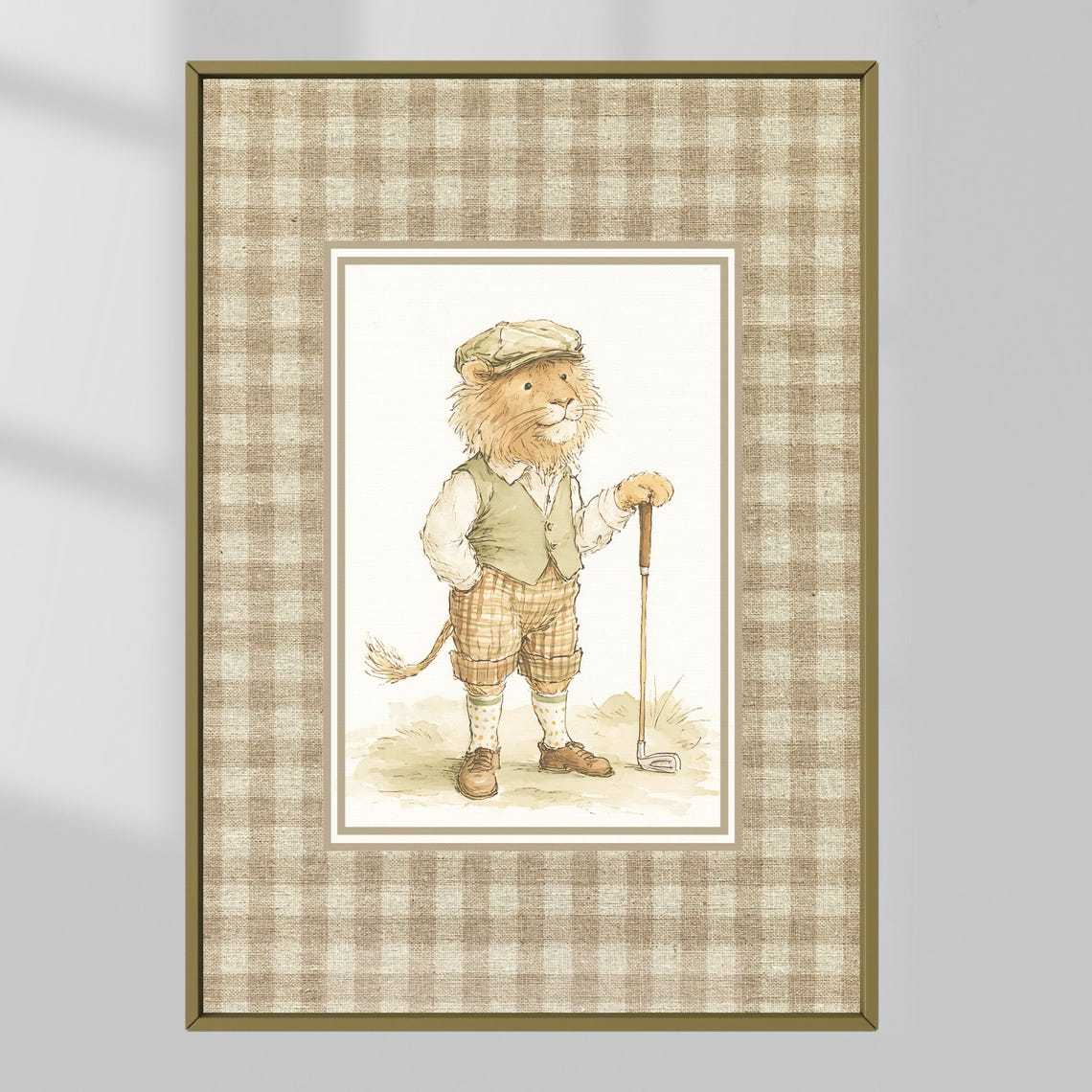 Vintage Golf Lion Nursery Art Print