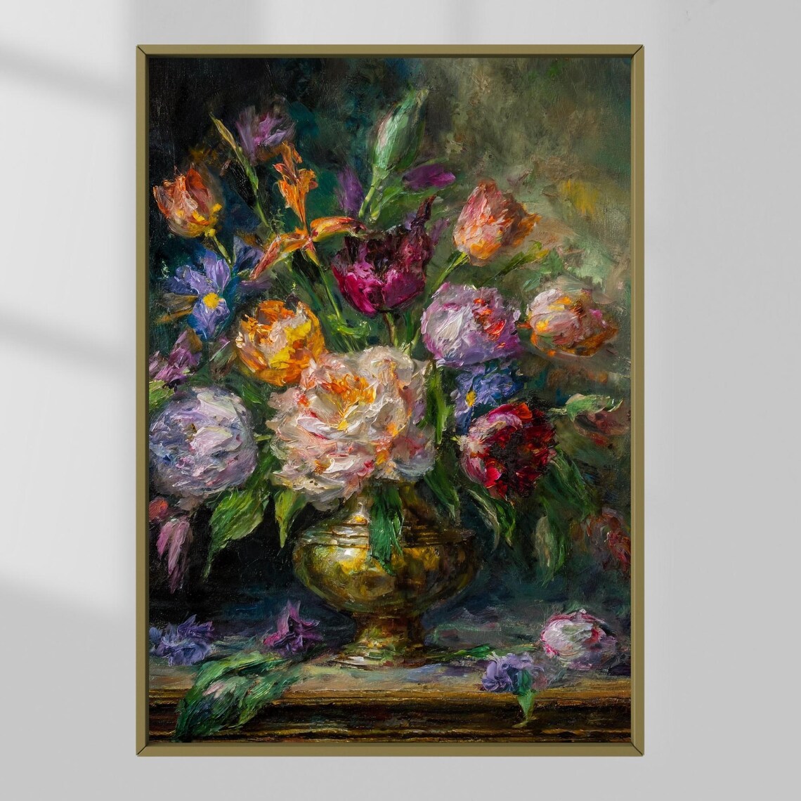 Vintage Floral Still Life Art Print, Tulip Peony