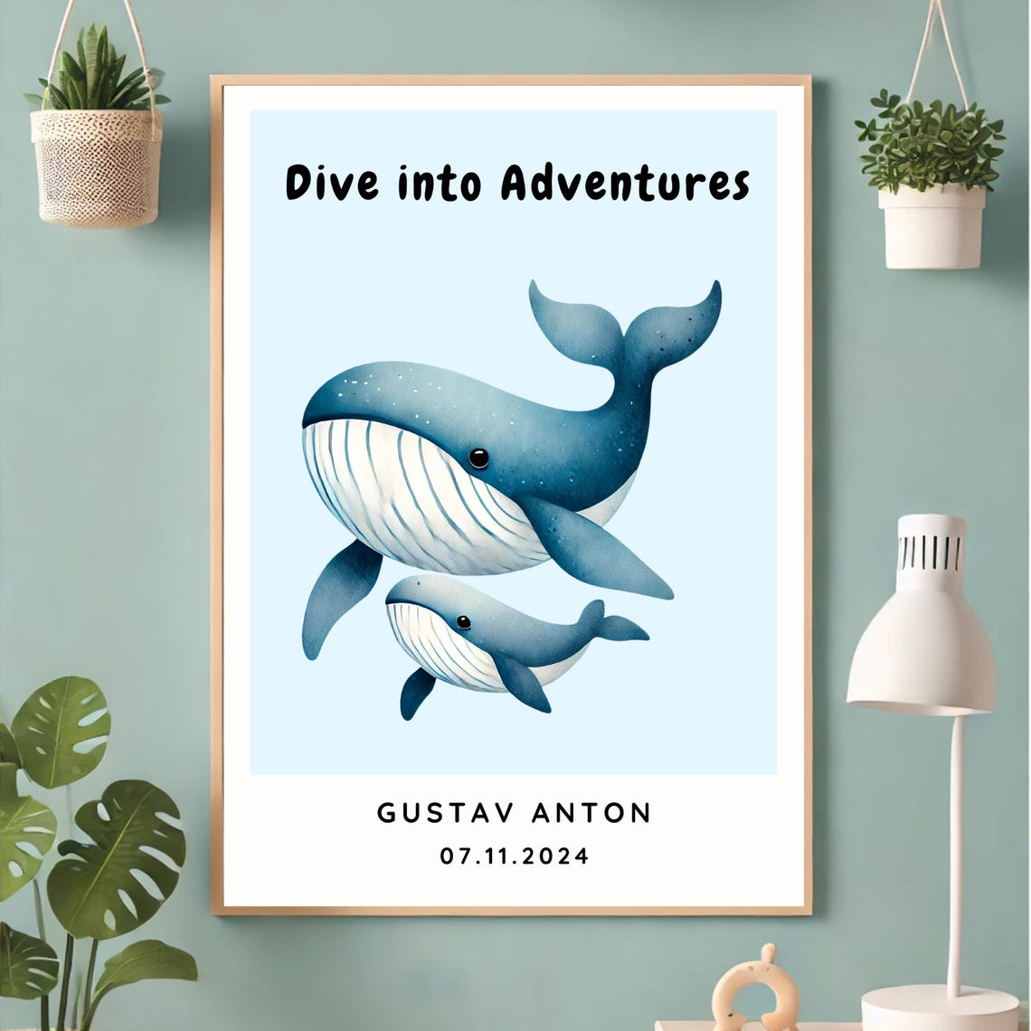 Personalizable Child Poster, Whale Nursery Decor - Image 4