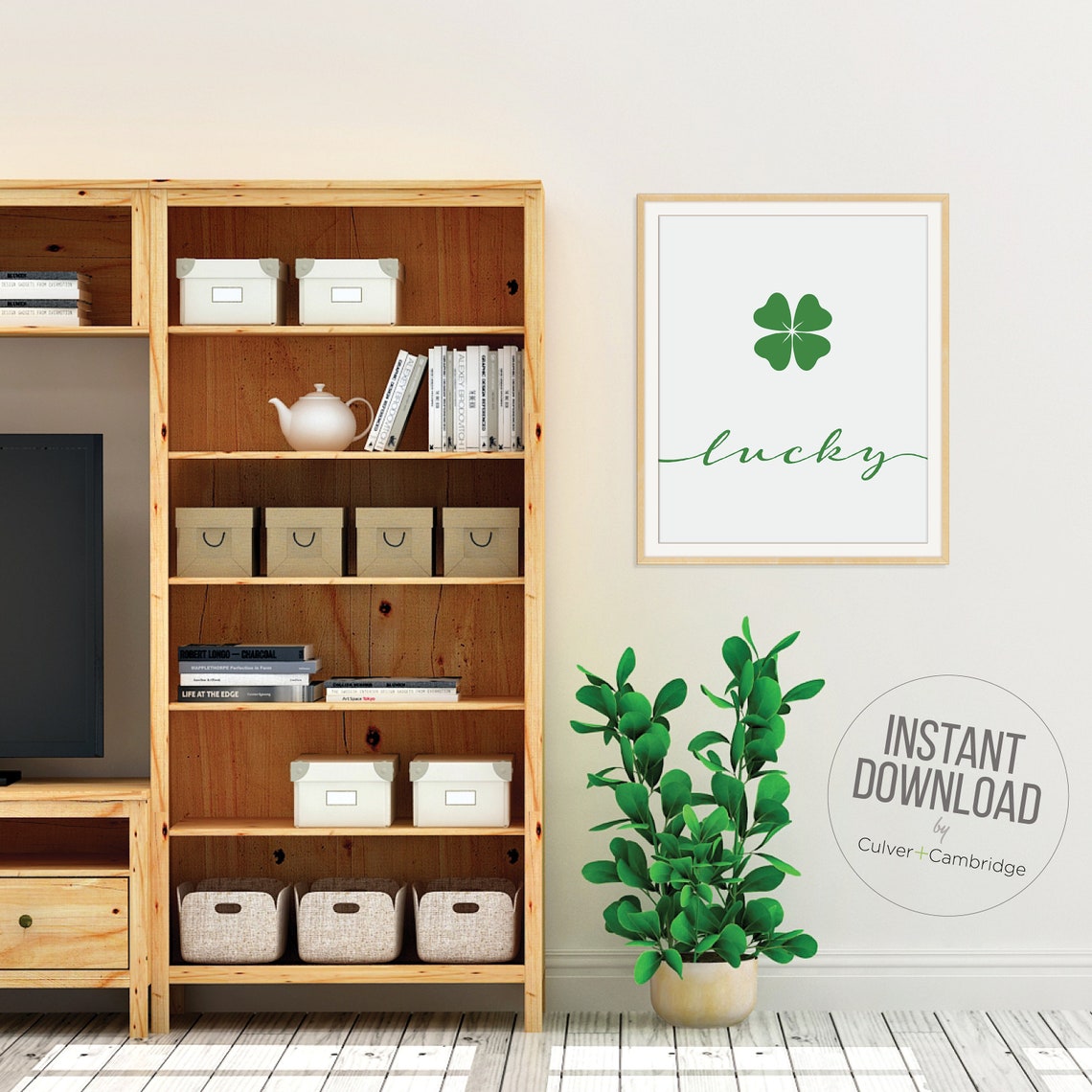 Lucky Shamrock Green Four Leaf Clover Poster St Patricks Day Art - Image 3
