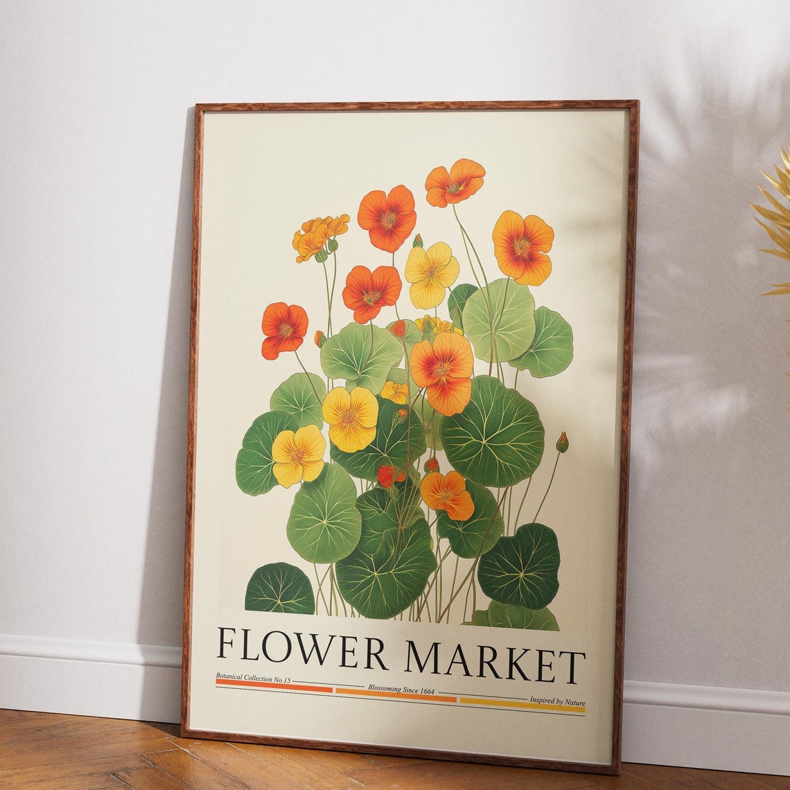 Nasturtium Flower Market Poster, Vintage Floral Art