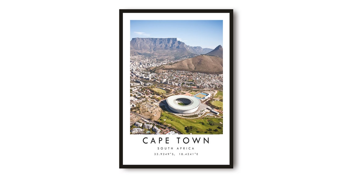 Cape Town South Africa Travel Poster Minimalist City Print