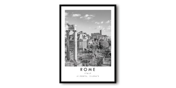 Rome Travel Print, Black and White Minimalist Poster