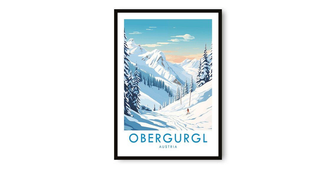 Obergurgl Austria Travel Poster, Skiing Print