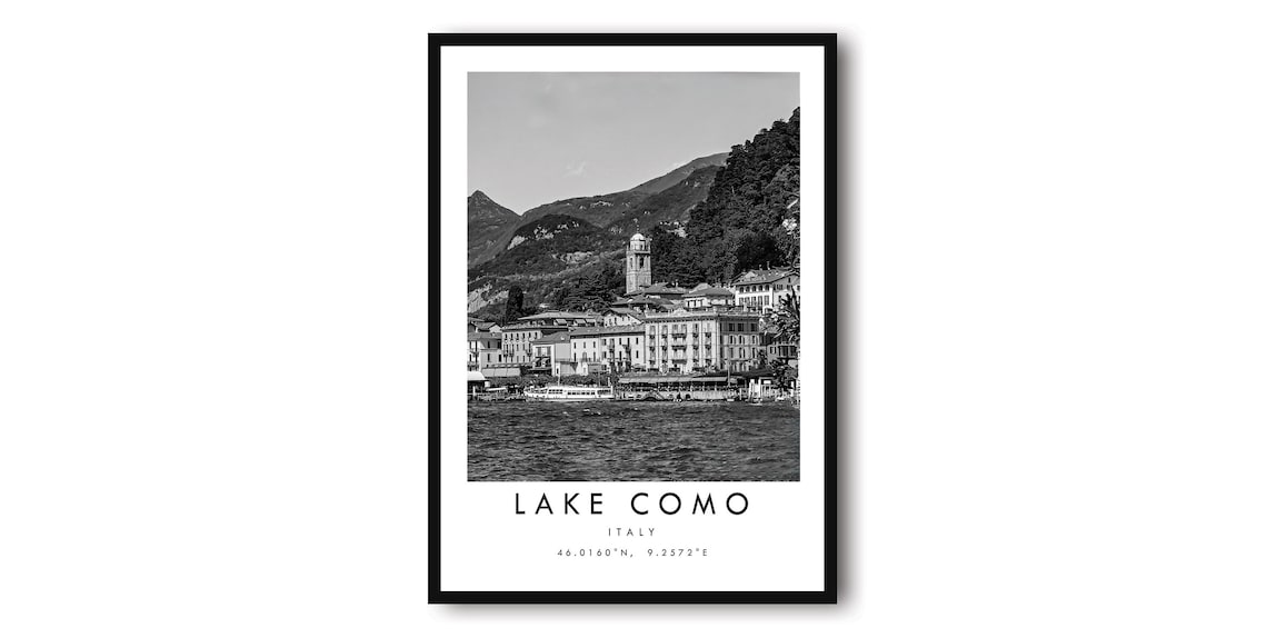 Lake Como Italy Black And White Minimalist Art Print