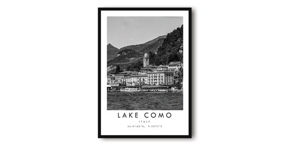 Lake Como Italy Black And White Minimalist Art Print