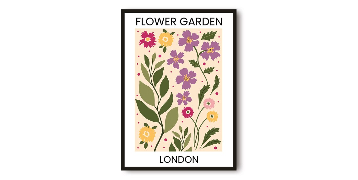 London Flower Garden Colorful Wildflowers Botanical Art Print