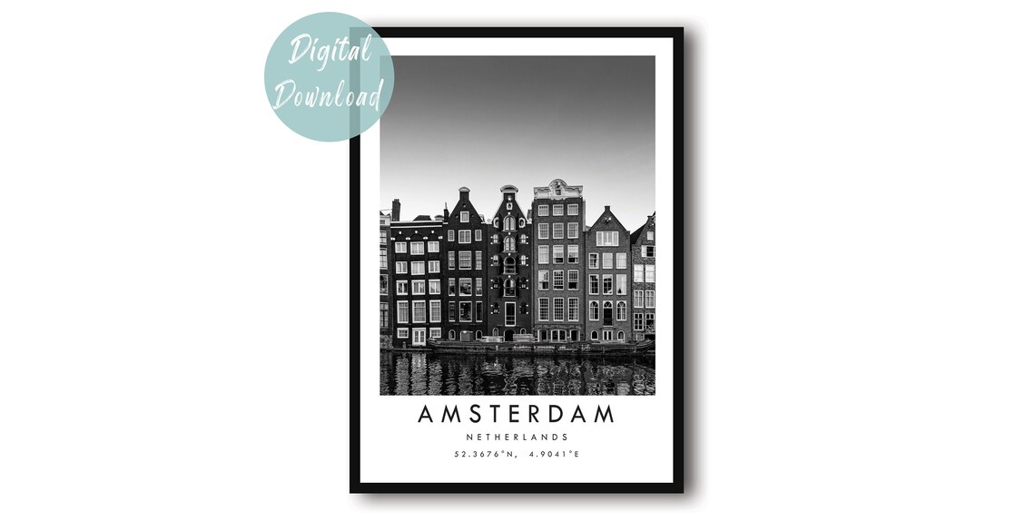 Amsterdam Travel Poster, Europe City Wall Art