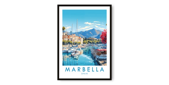 Marbella Travel Poster, Spain Decor Gift
