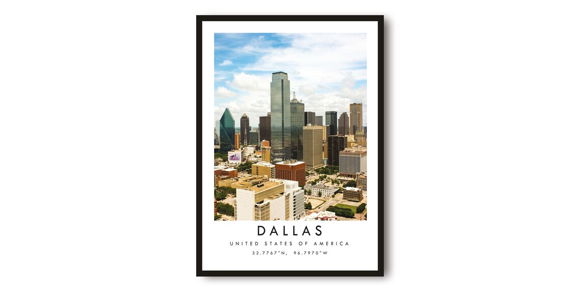 Dallas Skyline Minimalist Travel Poster, Art Print