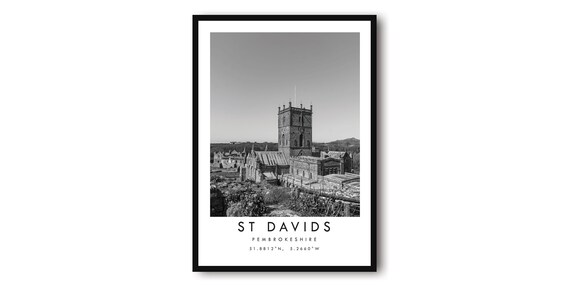 St Davids Cathedral Minimalist Black And White Art Print