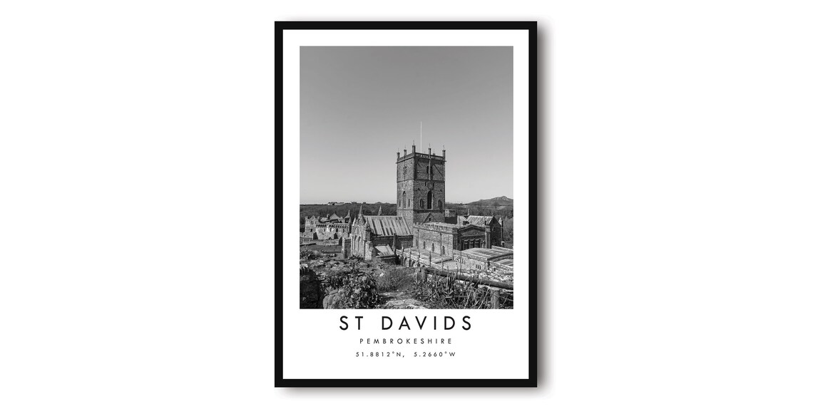 St Davids Cathedral Minimalist Black And White Art Print