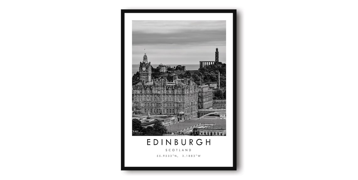 Edinburgh Scotland Black And White Cityscape Art Print