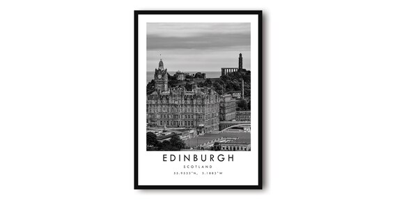 Edinburgh Scotland Black And White Cityscape Art Print
