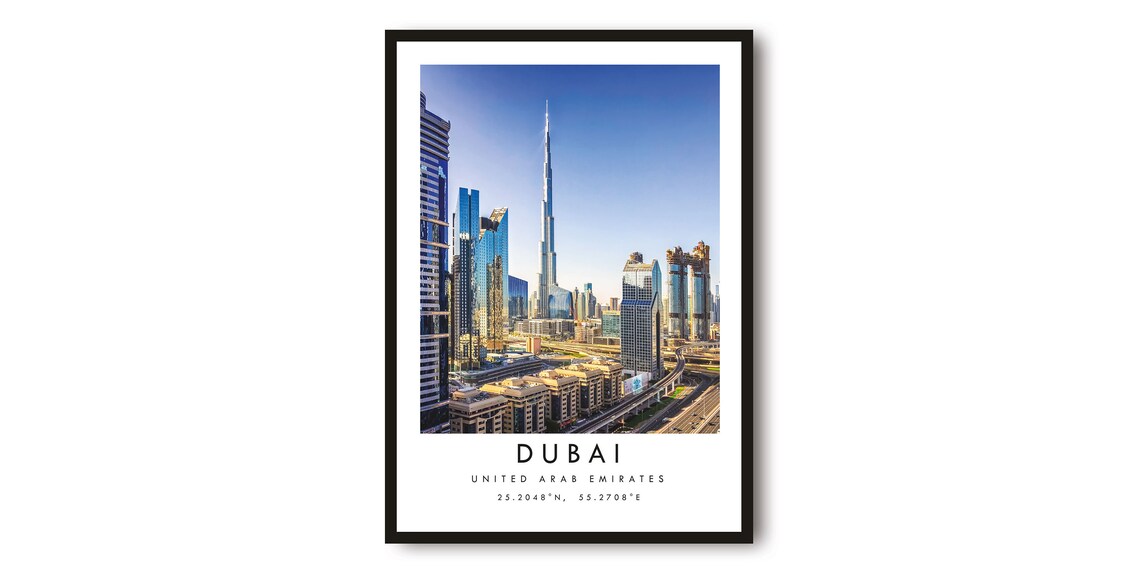 Dubai Minimalist Travel Poster, City Art Print